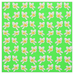 "A Dance of Yellow Frangipanis on Green" Fabric