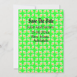 "A Dance of Yellow Frangipanis on Green" Invitation