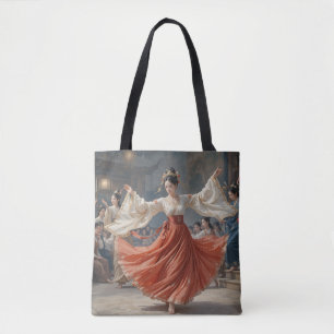 A dancer dancing to music tote bag
