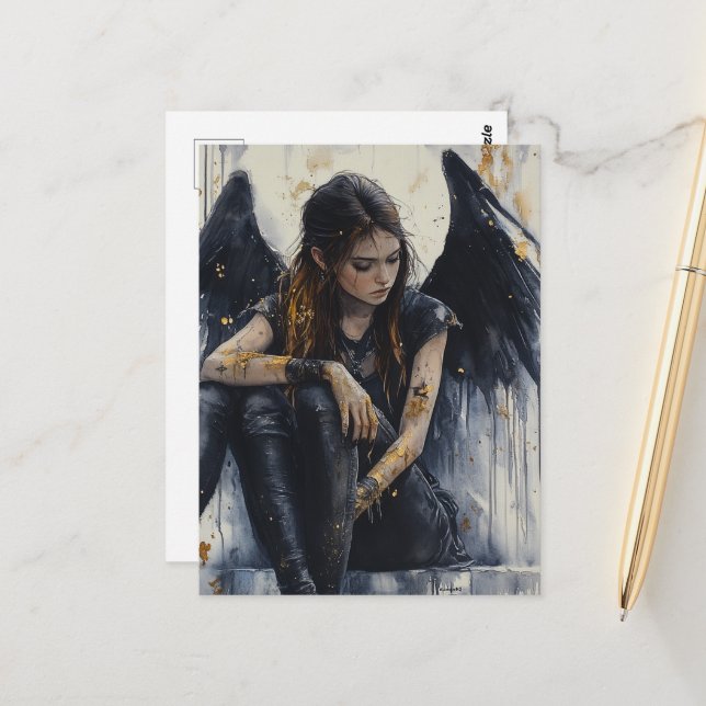 A Dark Angel Postcard (Front/Back In Situ)
