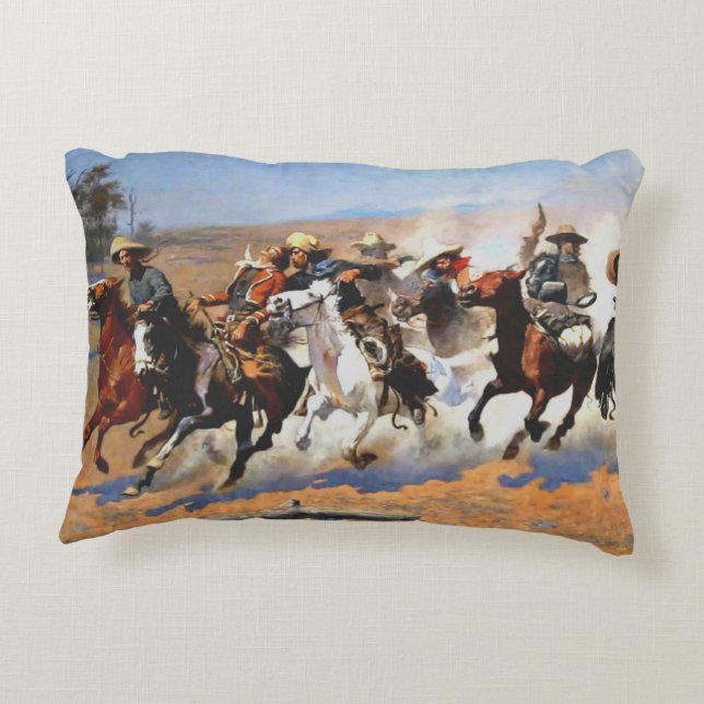 A Dash for the Timber, Frederic Remington, Decorative Cushion (Back)