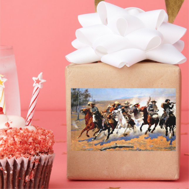 A Dash for the Timber, Frederick Remington, Rectangular Sticker (Party)