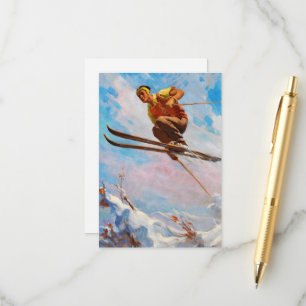 A Dashing Skier by Endre Hollos Enclosure Card