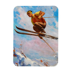 A Dashing Skier by Endre Hollos Magnet