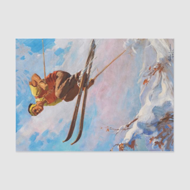 A Dashing Skier by Endre Hollos Tissue Paper (Front)
