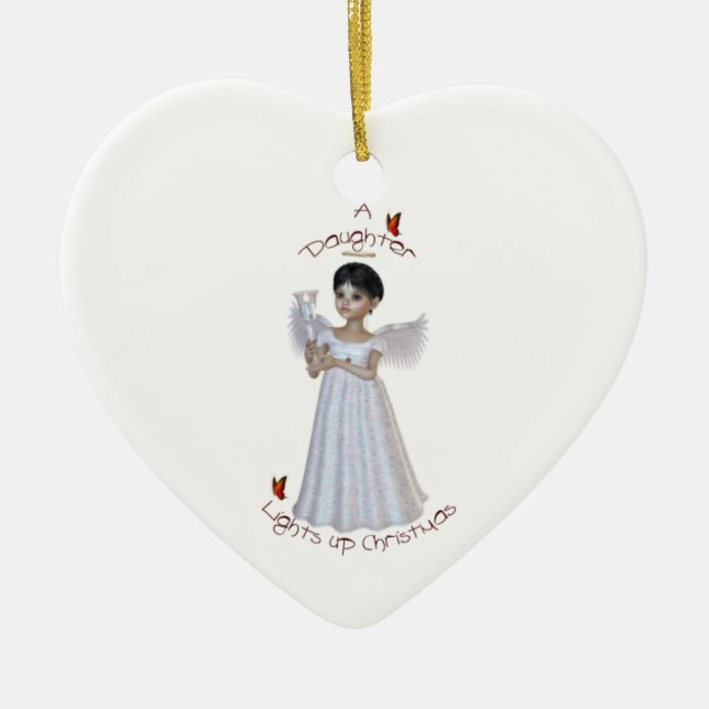 A daughter lights up Christmas Ceramic Ornament (Front)
