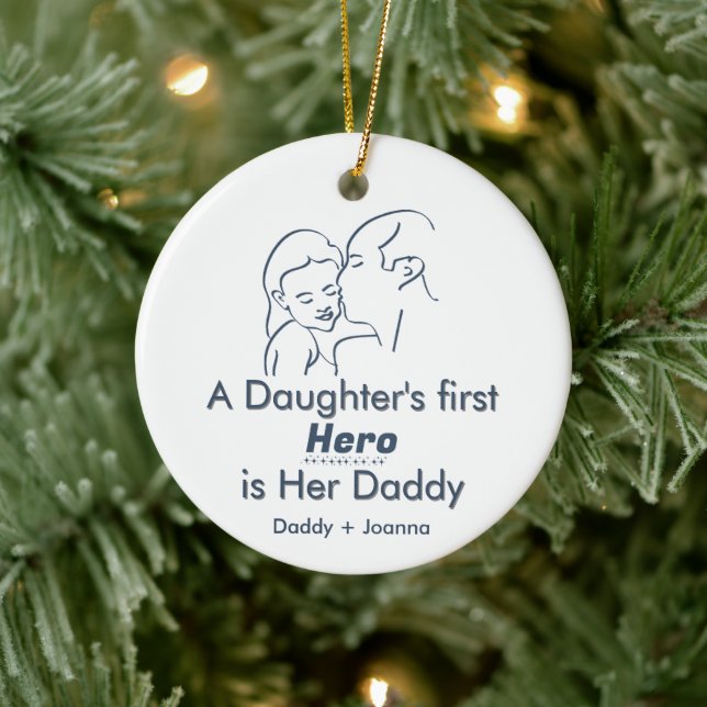 A Daughter's First Hero, Father daughter 1-Photo  Ceramic Ornament (Tree)