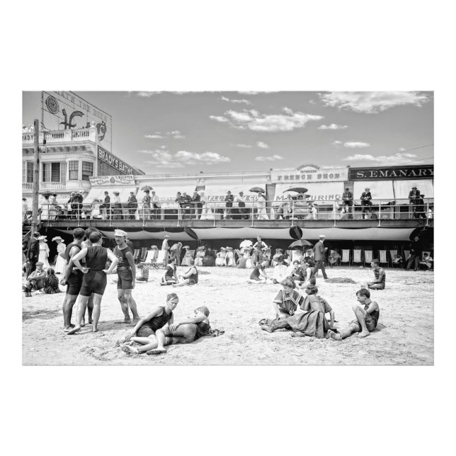 A Day at Atlantic City Beach and Boardwalk 1904 Photo Print (Front)