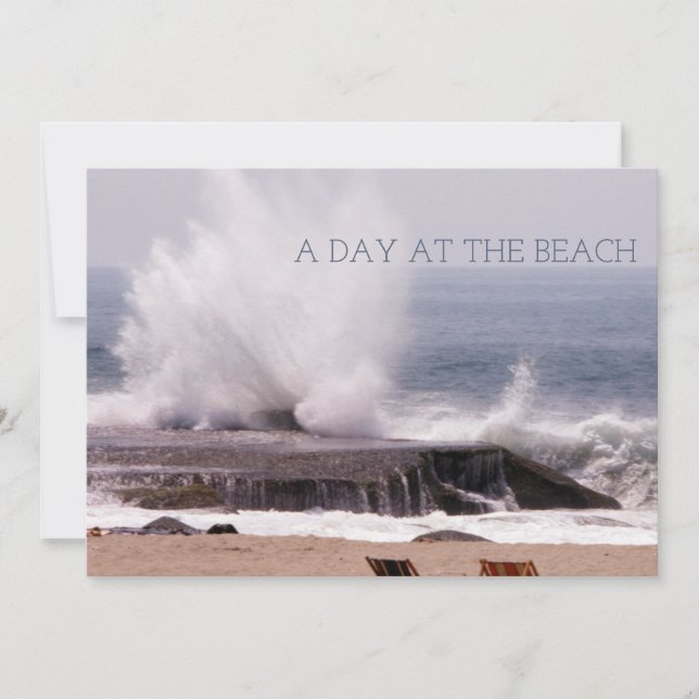 A Day at the Beach Retro Ocean Wave Splash Save The Date (Front)