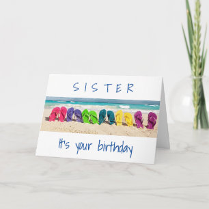 A DAY "AT THE BEACH" **SISTER** ON YOUR BIRTHDAY CARD