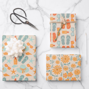 A Day at the beach Wrapping Paper Sheet