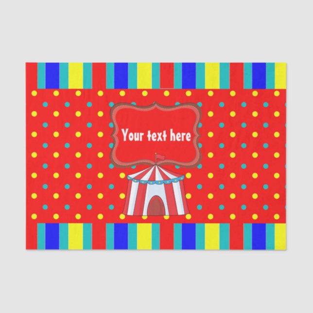 A Day at the Circus Kids Party Personalised Tissue Paper (Front)