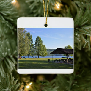 A Day at the Lake Ceramic Ornament