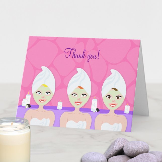 A Day at the Spa Party Girls Night Out Thank You (Spa Day Girls Day Out Folded Thank You Cards)