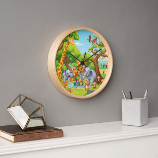 A Day at the Zoo Clock