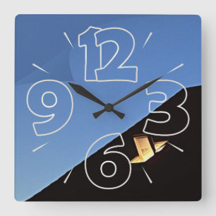 A day ends square wall clock