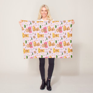 A Day In A Cat's Life Funny Fleece Blanket