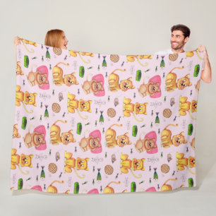 A Day In A Cat's Life Funny Fleece Blanket