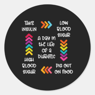 A Day In The Life Of A Diabetic Classic Round Sticker