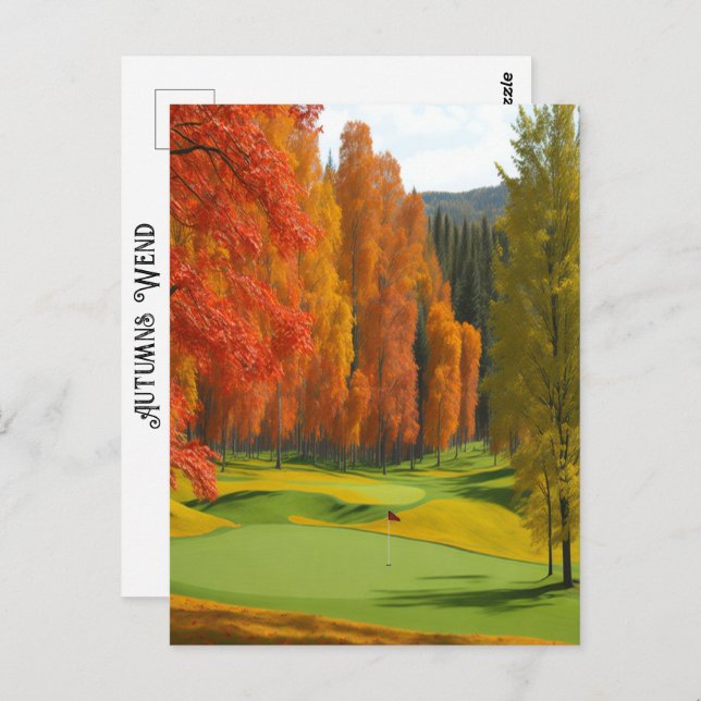 A Day Of Golf Colourful Autumns Wend Timeless Art Postcard (Front/Back)
