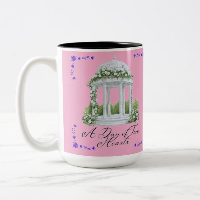 A day of two hearts light pink Two-Tone coffee mug (Left)