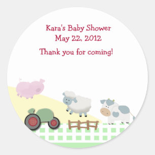 A Day on the Farm Baby Shower Favour Sticker