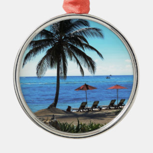 A day under the palm tree metal ornament