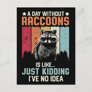 A day without raccoons is like just colorful graph holiday postcard