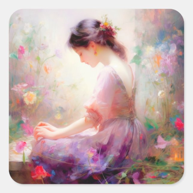 A Daydream of Flowers  Square Sticker (Front)