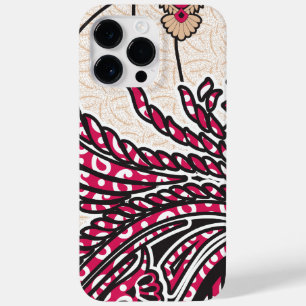 A decorative paisley design with vivid red and pin Case-Mate iPhone 14 pro max case