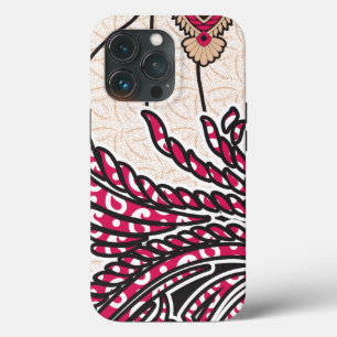 A decorative paisley design with vivid red and pin iPhone 13 pro case
