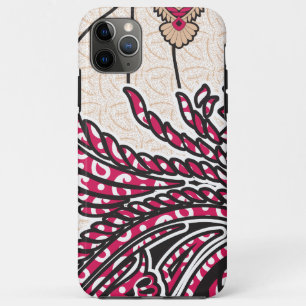 A decorative paisley design with vivid red and pin iPhone 11 pro max case