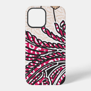 A decorative paisley design with vivid red and pin iPhone 12 pro case