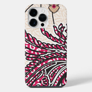 A decorative paisley design with vivid red and pin iPhone 14 pro max case