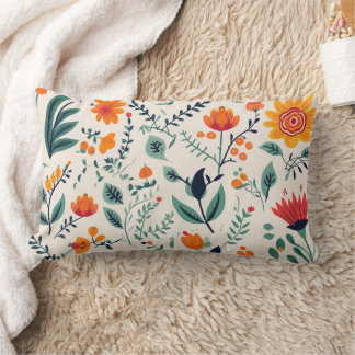 A decorative pillow featuring a vibrant floral