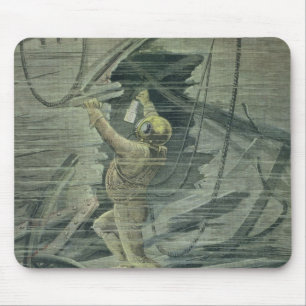A Deep Sea Diver Looking at the Wrecks Mouse Pad