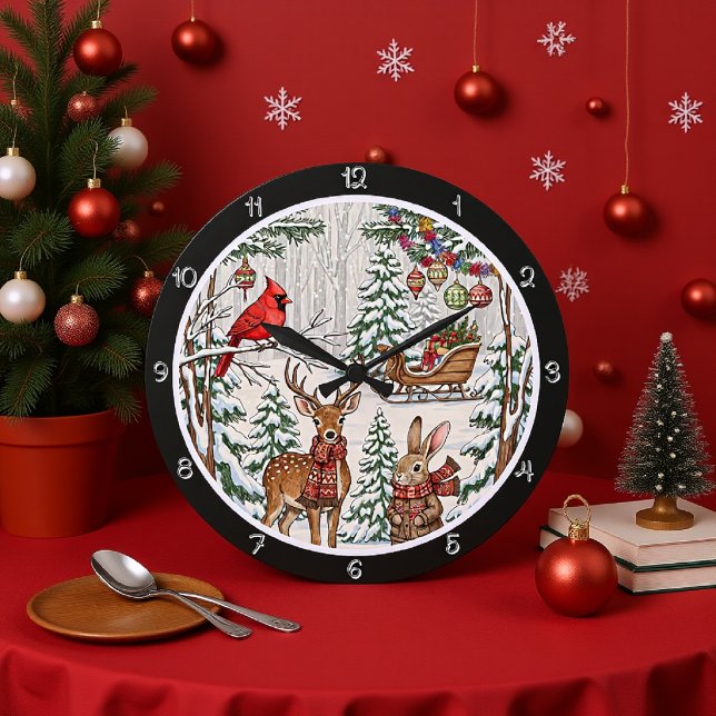 A Deer and Rabbit in Winter Large Clock (Creator Uploaded)