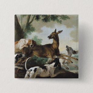 A Deer Chased by Dogs, 1725 15 Cm Square Badge