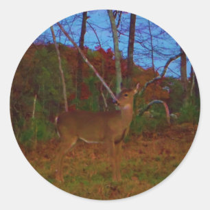 A Deer: Gold Red Green and Blue Classic Round Sticker