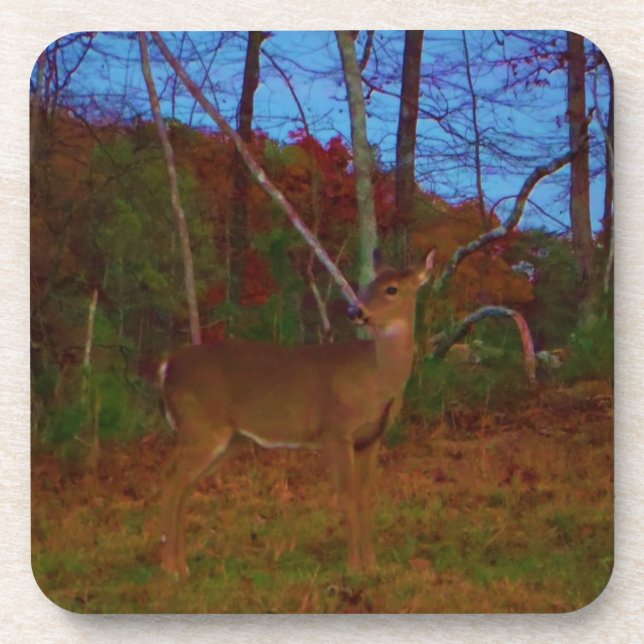 A Deer: Gold Red Green and Blue Coaster (Front)