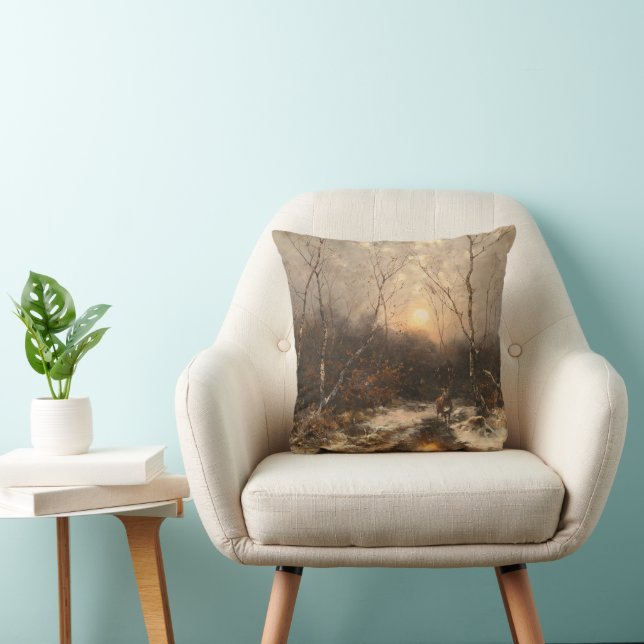 A Deer in a Forest by Moonlight – Désiré Thomassin Cushion (Chair)