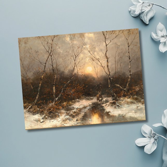 A Deer in a Forest by Moonlight – Désiré Thomassin Postcard (Creator Uploaded)