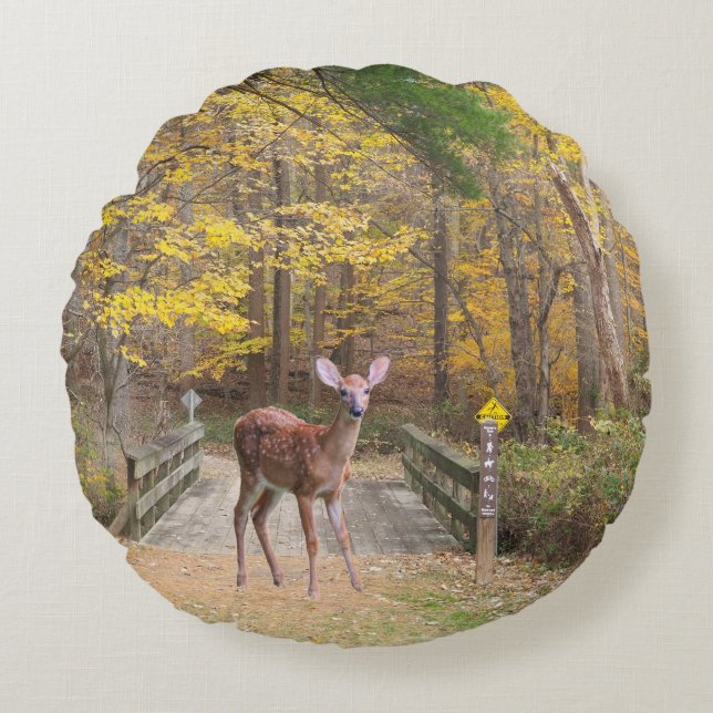 A deer in the park round cushion (Front)