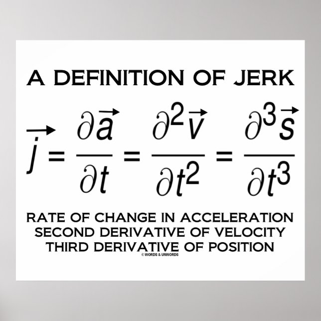 A Definition Of Jerk (Physics Equation Humour) Poster (Front)