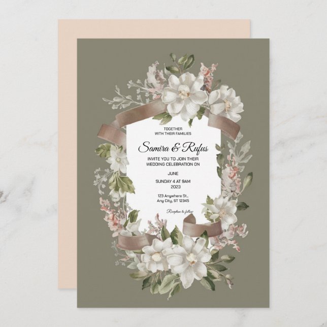 A delicate traditional Wedding invitation (Front/Back)