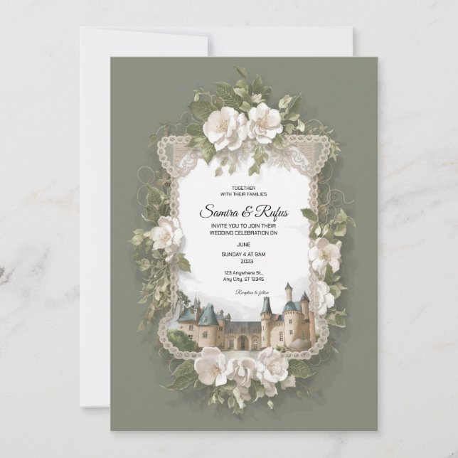 A delicate traditional Wedding invitation (Front)