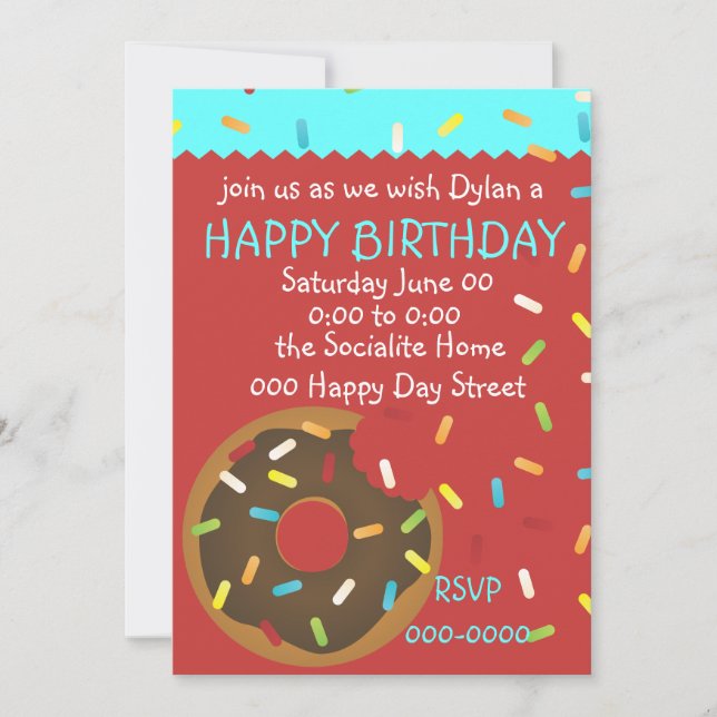 A Delicious Bite of Doughnut Invitation (Front)