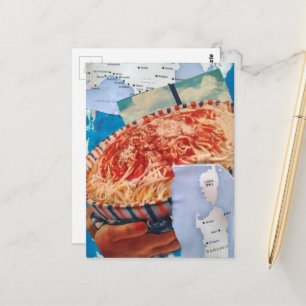 a Delicious Retro Bowl of Spaghetti Italy Collage Postcard