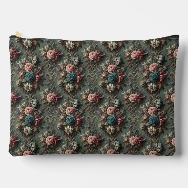 A Deranged Dirge – Gothic Floral Design Accessory Pouch (Front)