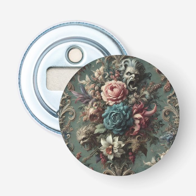 A Deranged Dirge – Gothic Floral Design Bottle Opener (Front)